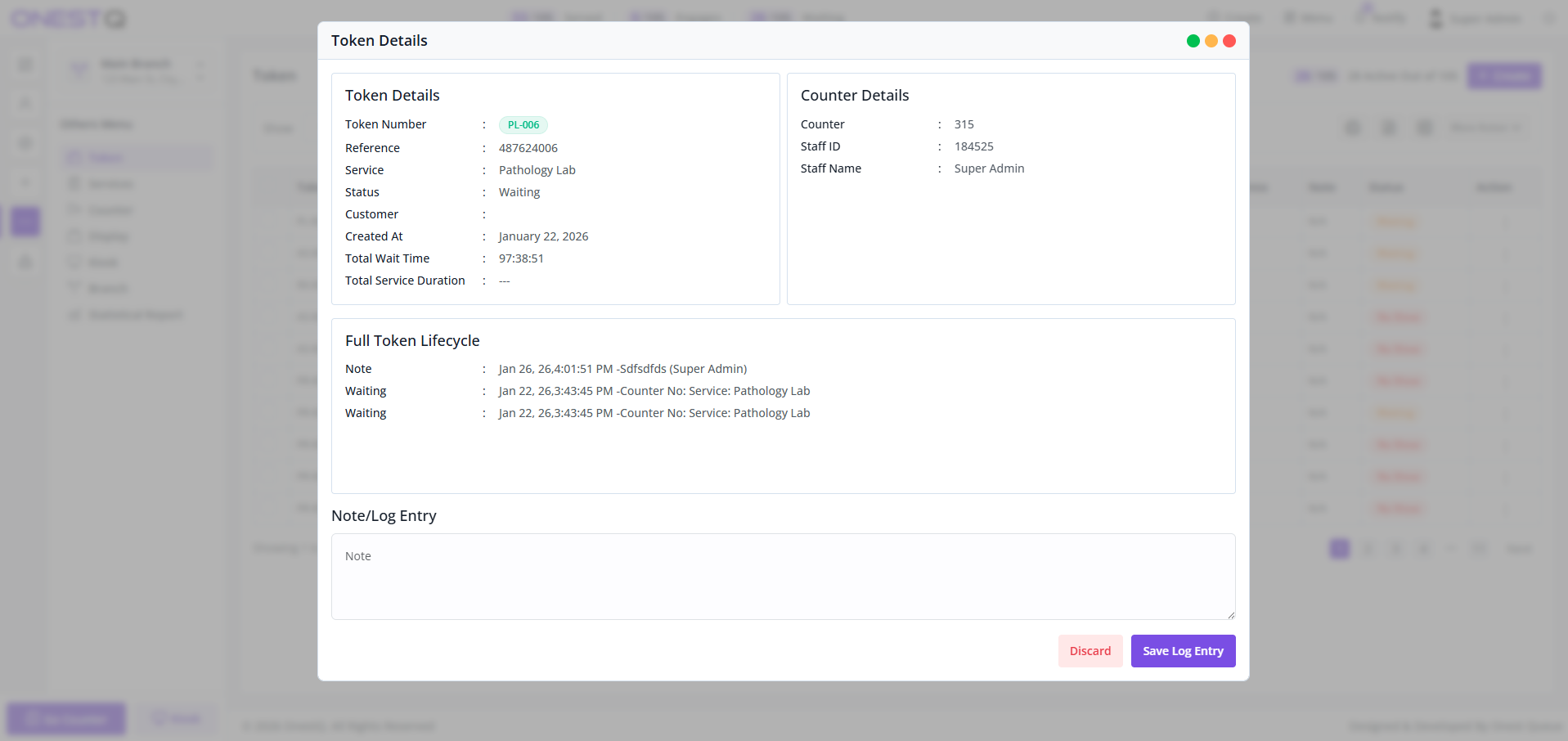 Token details view